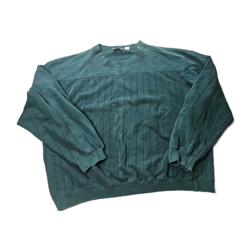 Vintage Dockers Pullover Crewneck Sweatshirt Stripes Green Made In USA Size XL
